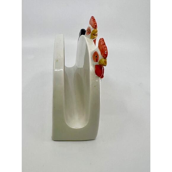Vintage Otagiri ROOSTER CHICKENS FARM SCENE Napkin Holder JAPAN 1950's - Picture 6 of 7